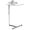 Image de IDIMEX Table d'Appoint Leonie - Bout de Canapé Rond à Café Avec Hauteur Réglable, Structure en Métal Chromé et Plateau en Verre Trempé Transparent