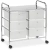 Image de IDIMEX Caisson sur roulettes GINA Chariot avec 6 tiroirs en Plastique Blanc Transparent et 1 étagère, Meuble de Rangement pour Salle de Bain en métal chromé