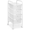 Image de IDIMEX Caisson sur roulettes GINA Chariot avec 4 tiroirs en Plastique Blanc Transparent et 1 étagère, Meuble de Rangement pour Salle de Bain en métal laqué Blanc