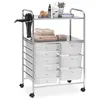 Image de IDIMEX Chariot de salle de bain Marita avec 9 tiroirs, étagère de salle de bain en blanc, chariot d'appoint avec 2 étagères, chariot de coiffeur