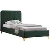 Image de IDIMEX Lit Simple Glamour Couchage 1 Place 90x190 cm, avec sommier et Pieds en métal doré, Style Baroque, avec revêtement en Velours capitonné Vert