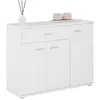 Image de IDIMEX Buffet Coraline, Commode Meuble de Rangement avec 1 tiroir et 3 Portes, en mélaminé Blanc Mat