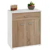 Image de IDIMEX Buffet Monaco, Commode Meuble de Rangement avec 1 tiroir et 2 Portes, en mélaminé Blanc Mat et décor chêne Sonoma - Dim : L 60 x H 70 x P 30 cm