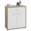 Image de IDIMEX Buffet Monaco, Commode Meuble de Rangement avec 1 tiroir et 2 Portes, en mélaminé décor chêne Sonoma et Blanc Mat