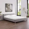 Image de IDIMEX Lit Double pour Adulte Nizza Couchage Queen Size 160 x 200 cm 2 Places / 2 Personnes, avec sommier et Pieds en métal chromé, revêtement en Tissu capitonné Gris