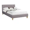 Image de IDIMEX Lit Simple pour Adulte Lille Couchage 120 x 190 cm 1 Place et Demi / 1 Personne, avec sommier et Pieds Coniques en Bois, revêtement en Tissu capitonné Gris