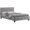 Image de IDIMEX Lit Simple pour Adulte JOLIEN Couchage 120 x 190 cm avec sommier 1 Place et Demi / 1 Personne, tête et Pied de lit capitonnés avec Strass, revêtement en Tissu Gris