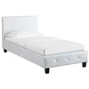 Image de IDIMEX Lit Simple pour Adulte ou Enfant Reve Couchage 90 x 190 cm avec sommier 1 Place / 1 Personne, tête et Pied de lit capitonnés, revêtement synthétique Blanc