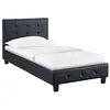 Image de IDIMEX Lit Simple pour Adulte ou Enfant Reve Couchage 90 x 190 cm avec sommier 1 Place / 1 Personne, tête et Pied de lit capitonnés, revêtement synthétique Noir