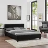 Image de IDIMEX Lit Double pour Adulte Mathieu Couchage 140 x 190 cm avec sommier 2 Places / 2 Personnes, tête et Pied de lit capitonnés, revêtement en Tissu Noir