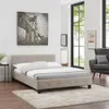 Image de IDIMEX Lit Double pour Adulte Mathieu Couchage 140 x 190 cm avec sommier 2 Places / 2 Personnes, tête et Pied de lit capitonnés, revêtement en Tissu Beige