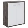 Image de IDIMEX Buffet FIRMIN, Commode Meuble de Rangement avec 2 Portes, en mélaminé décor béton foncé et Blanc Mat