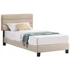 Image de IDIMEX Lit 1 Place Florida 90x190 cm avec sommier, lit Simple pour Enfant ou Adulte, Hauteur réglable, lit en Tissu Beige