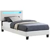 Image de IDIMEX Lit LED Simple 90x190 cm avec sommier, tête de lit réglable en Hauteur, en Tissu Blanc, Austin