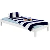 Image de Lit futon typhon en pin massif blanc, beau lit de 90 x 200 cm, cadre de lit pratique avec pieds en bois