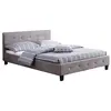 Image de IDIMEX Lit Double pour Adulte Josy Couchage 140 x 190 cm avec sommier 2 Places / 2 Personnes, tête et Pied de lit capitonnés avec Strass, revêtement en Tissu Gris