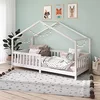 Image de IDIMEX Lit de maison Lisan en pin massif blanc, beau lit Montessori de 90 x 200 cm, lit indien stable avec protection anti-chute et toit