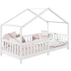 Image de IDIMEX Lit cabane Enfant 90x190 cm LISAN lit Simple Montessori avec Barrières de Protection en Bois Massif lasuré Blanc