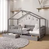 Image de IDIMEX Lit de maison Elea en pin massif, lit pour enfant avec protection anti-chute 90 x 200 cm, lit de jeu avec toit en gris