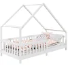Image de IDIMEX Lit cabane CORA lit Enfant Simple Montessori asymétrique en Bois 90 x 190 cm en pin Massif lasuré Blanc