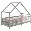 Image de IDIMEX Lit cabane CORA lit Enfant Simple Montessori asymétrique en Bois 90 x 190 cm en pin Massif lasuré Gris