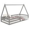 Image de IDIMEX Lit cabane SILA 90x190 cm, lit Simple Enfant 1 Place Type Montessori, en pin Massif Gris