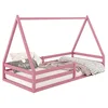 Image de IDIMEX Lit cabane SILA 90x190 cm, lit Simple Enfant 1 Place Type Montessori, en pin Massif Rose