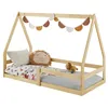 Image de IDIMEX Lit pour enfant Tami en forme de maison, 70 x 140 cm, naturel, en pin avec protection anti-chute, idéal pour dormir et jouer, lit de sol, Montessori