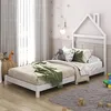 Image de IDIMEX Lit Enfant LIZ tête de lit en Forme de Maison, Lit au Sol Montessori, pour Couchage 90 x 190 cm Bois de pin Massif, Blanc