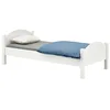 Image de IDIMEX Lit Simple FLIMS 90 x 200 cm, Lit en Bois pour Enfant en pin Massif lasuré Blanc, avec tête et Pied de lit Arrondi