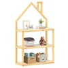 Image de IDIMEX Étagère Enfant LENISE en pin Massif, Meuble Rangement Chambre Enfant en Forme de Maison en Bois lasuré Blanc/Naturel