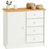 Image de IDIMEX Commode en pin Massif lasuré Blanc et Brun Rondo Buffet Meuble de Rangement avec 4 tiroirs et Une Porte