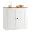 Image de IDIMEX Buffet Bolton Meuble de Rangement en Bois au Style Classique, avec 2 Portes, en pin Massif lasuré Blanc et Brun