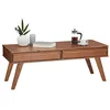 Image de IDIMEX Table Basse Jona Style scandinave Table de Salon rectangulaire avec 2 tiroirs, en pin Massif lasuré Brun foncé