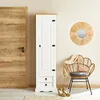 Image de IDIMEX Armoire Tequila Meuble de Rangement avec 7 tablettes derrière 1 Porte battante et 2 tiroirs, en pin Massif lasuré Blanc et Brun