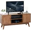 Image de IDIMEX Meuble TV bas Tivoli en bois massif - Couleurs châtaignes laquées - Meuble TV au design scandinave - Meuble TV de style scandinave nordique - En bois massif - 2 portes