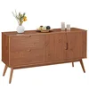 Image de IDIMEX Buffet Tivoli scandinave en bois massif couleur châtaignier, commode avec 2 portes et 2 tiroirs, buffet