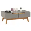 Image de IDIMEX Table Basse Tibor Style scandinave Design Vintage Nordique Table de Salon rectangulaire avec 2 tiroirs et 2 niches, en pin Massif lasuré Gris