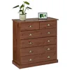 Image de IDIMEX Commode Chambre Paris L 91 cm en Bois Massif Brun foncé avec 6 tiroirs, Meuble de Rangement Adulte lasuré avec poignées Coquille en métal Style Maison de Campagne