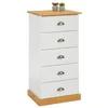 Image de IDIMEX Chiffonnier Paris L 48 cm en pin Massif Blanc et Brun 5 tiroirs Commode Petit Meuble de Rangement Haut pour Chambre ou Salle de Bain 48 x 95 x 39 cm