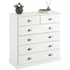 Image de IDIMEX Commode Chambre Paris L 91 cm en Bois Massif Blanc avec 6 tiroirs, Meuble de Rangement Adulte lasuré avec poignées Coquille en métal Style Maison de Campagne