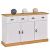 Image de IDIMEX Buffet Paris en pin massif blanc/marron, belle commode avec 3 portes, commode pratique avec 2 tiroirs