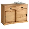 Image de IDIMEX Buffet Savona bahut vaisselier Commode avec 2 tiroirs et 2 Portes coulissantes, en pin Massif lasuré Brun