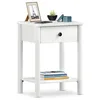 Image de IDIMEX Table de Chevet APOANA avec 1 tiroir et 1 Tablette, Dimensions montées 45 x 55 x 35 cm, pin Massif Blanc, idéal pour Chambre ou Salon, Style Naturel