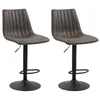 Image de IDIMEX Lot de 2 tabourets VENEZA Chaise Haute réglable en Hauteur, Dossier Droit avec revêtement en Tissu suédine de Coloris Gris