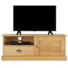 Image de IDIMEX Meuble TV Veneta L 106 cm en Bois Massif Coloris Naturel avec 1 Porte battante et 1 tiroir, Rangement optimisé, Ouverture pour câbles, Design Robuste et élégant, Meuble de Salon Fonctionnel