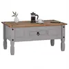 Image de IDIMEX Table Basse Ramon Table d'appoint rectangulaire en pin Massif Gris et Brun avec 1 tiroir, Meuble de Salon Style Mexicain en Bois dim 95 x 45 x 50 cm