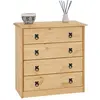 Image de IDIMEX Commode Barrio 4 Grands tiroirs Buffet bahut vaisselier en Bois Style Mexicain, en pin Massif à la Finition teintée et cirée