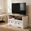Image de IDIMEX Meuble TV Campo Banc télévision en pin Massif Blanc et Brun avec 2 tiroirs et 1 Niche, Meuble de Rangement Style Mexicain en Bois dim 99 x 54 x 44 cm