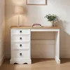 Image de IDIMEX Bureau Campo en Bois Massif L 105 cm avec 4 tiroirs Coloris Blanc, Bureau Informatique avec Rangement intégré Style Campagne